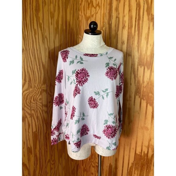 Kate Spade Sweater Pullover Warmer Stretch Long Sleeve Knit Floral Pink Sz M - Picture 1 of 8